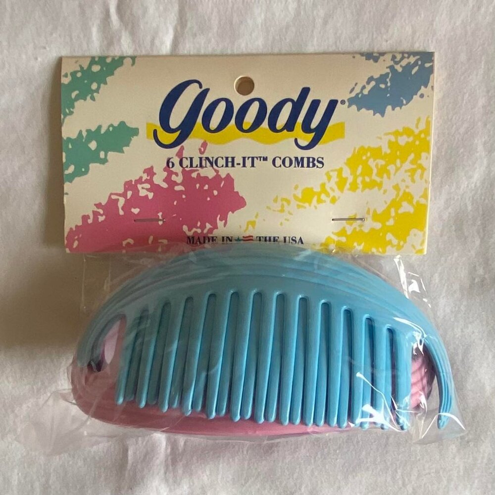 Vintage 1980s Goody 6 Clinch-It Combs - Unused Old Stock - Blue, Pink, Purple